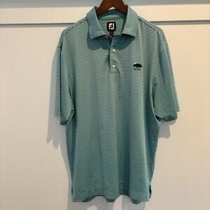 FootJoy Polo Shirt Mens Large Green Blue‎ Striped Golf Performance Est 1975